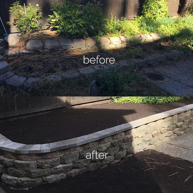 garden bed landscape in spokane before and after